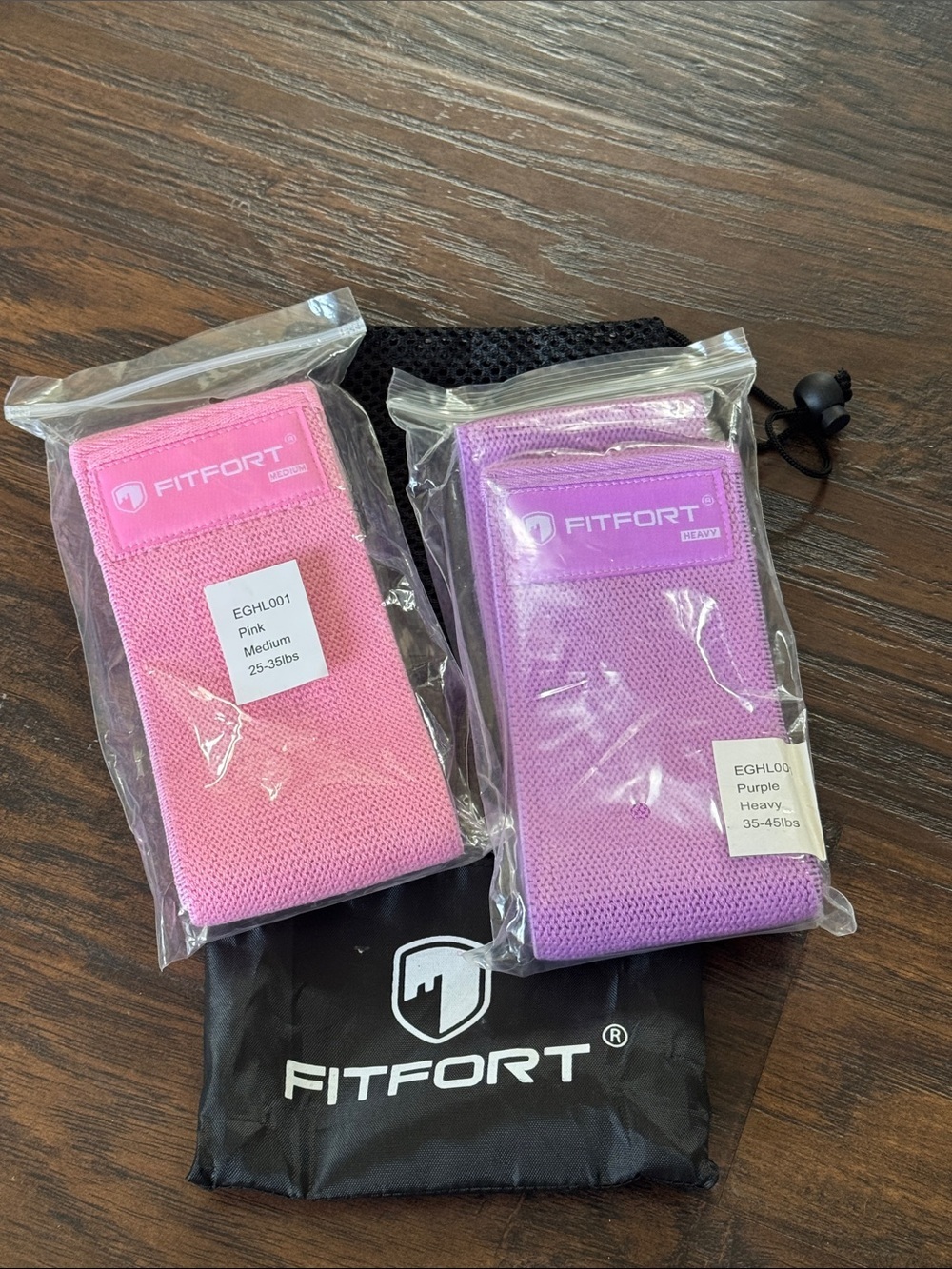 FITFORT Fabric Resistance Bands Set — Pink & Purple